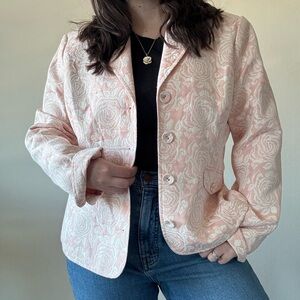 Vintage Liz Claiborne Floral Jacquard Button Blazer